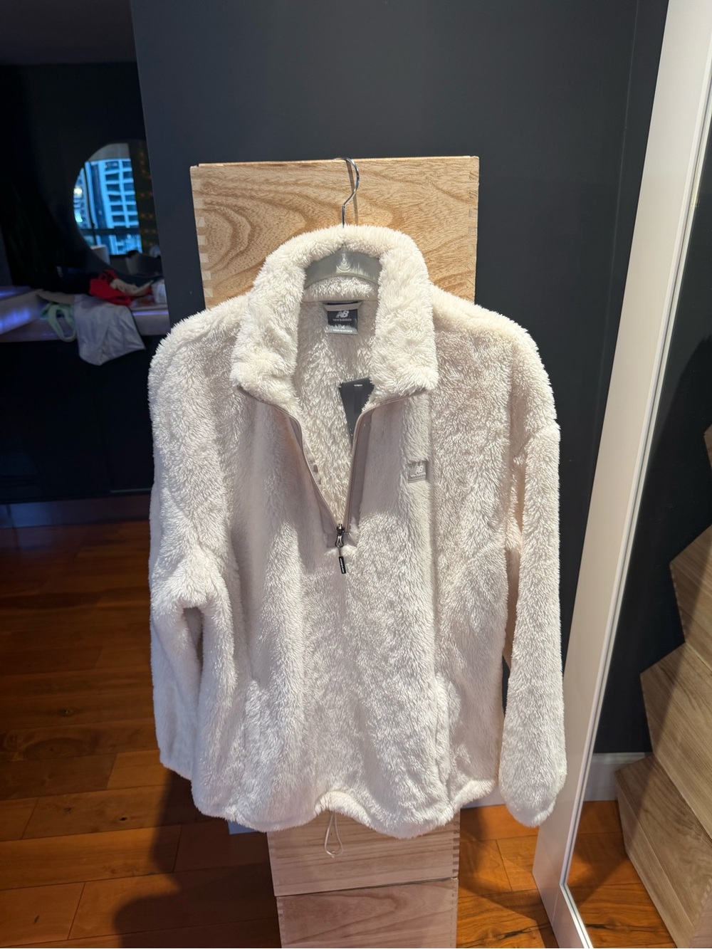 New Balance Women's Cream Teddy Sherpa Half-Zip Jacket